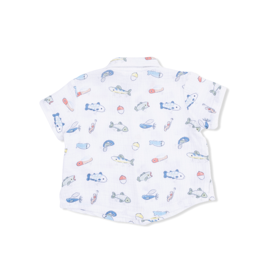 Polo Button Up with Everyday Shorts - Fishing Lures