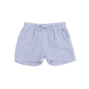 Polo Button Up with Everyday Shorts - Micro Gingham Blue Blizzard