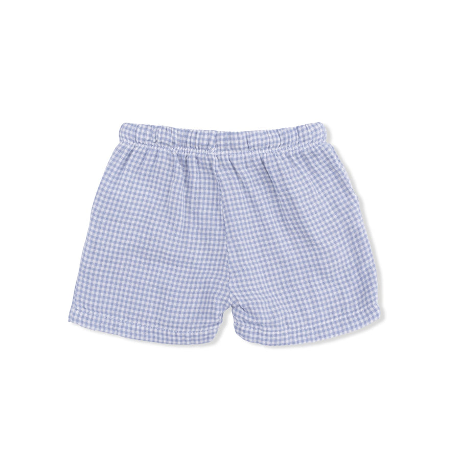 Polo Button Up with Everyday Shorts - Micro Gingham Blue Blizzard