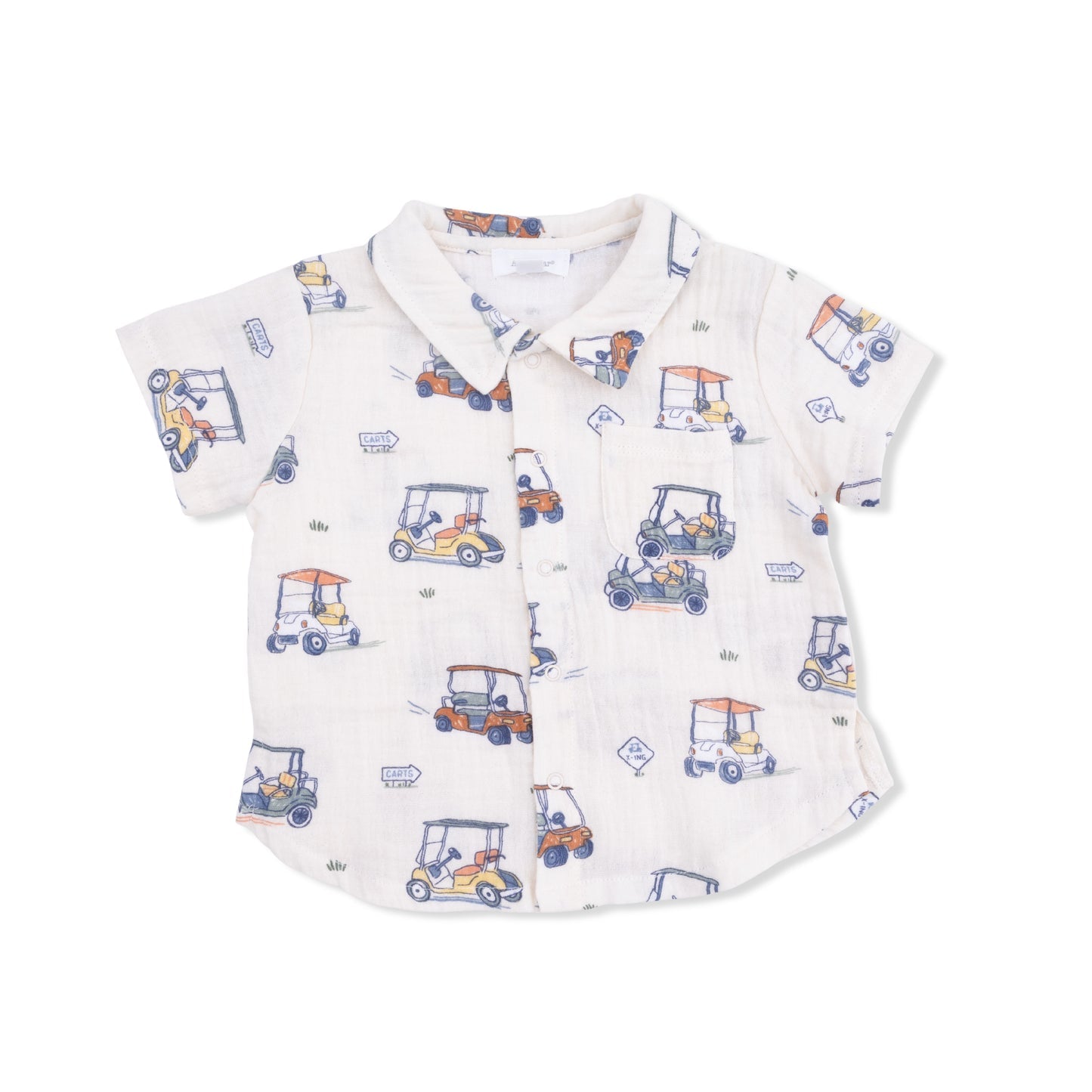 Polo Button Up with Everyday Shorts - Zooming Golf Cart