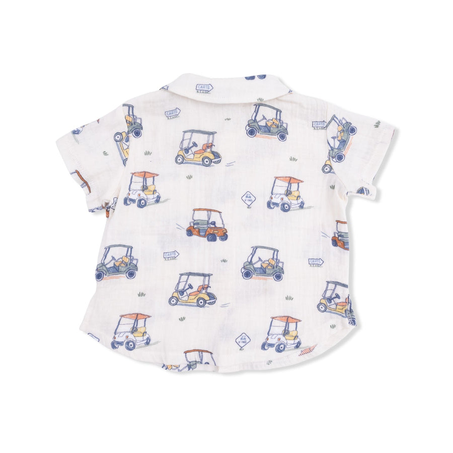 Polo Button Up with Everyday Shorts - Zooming Golf Cart