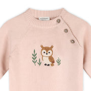 Owl Embroidered Baby Knit Organic Cotton Jumpsuit