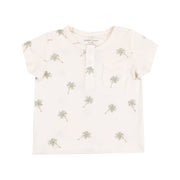 Ribbed Henley with Pocket and Muslin Short Set - Palm Trees