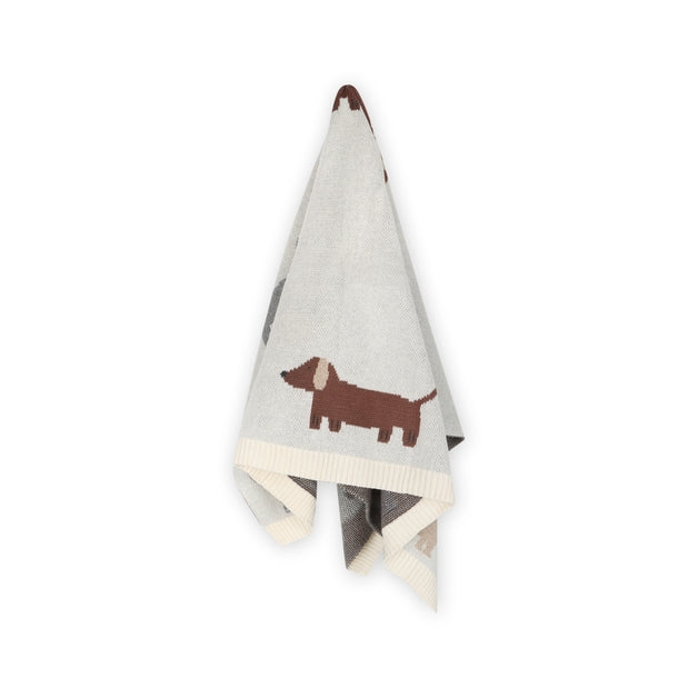 Organic Jacquard Sweater Knit Baby Blanket - Buddy Dog