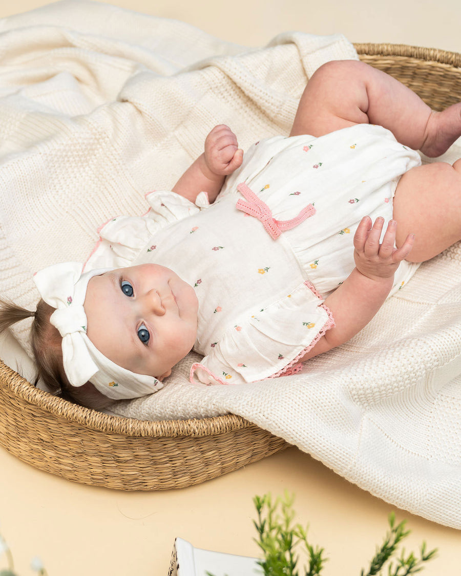 Margot Organic Muslin Baby Bubble Romper + Headband