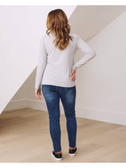 Monique Long Sleeve Nursing Brushed Knit Top - Grey