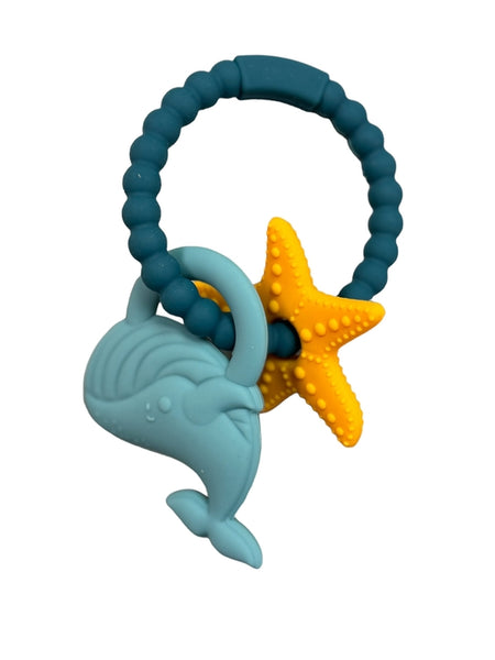 Whale Teething Ring - All Silicone - Teal