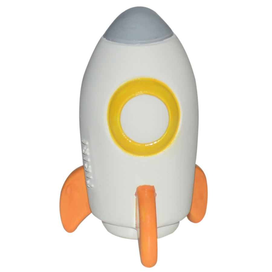 Natural Organic Rubber Rattle Teether - Rocket