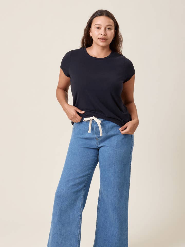 Drawstring Wide Leg Maternity & Postpartum Jeans