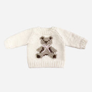Knit Teddy Bear Sweater - Pink Bow