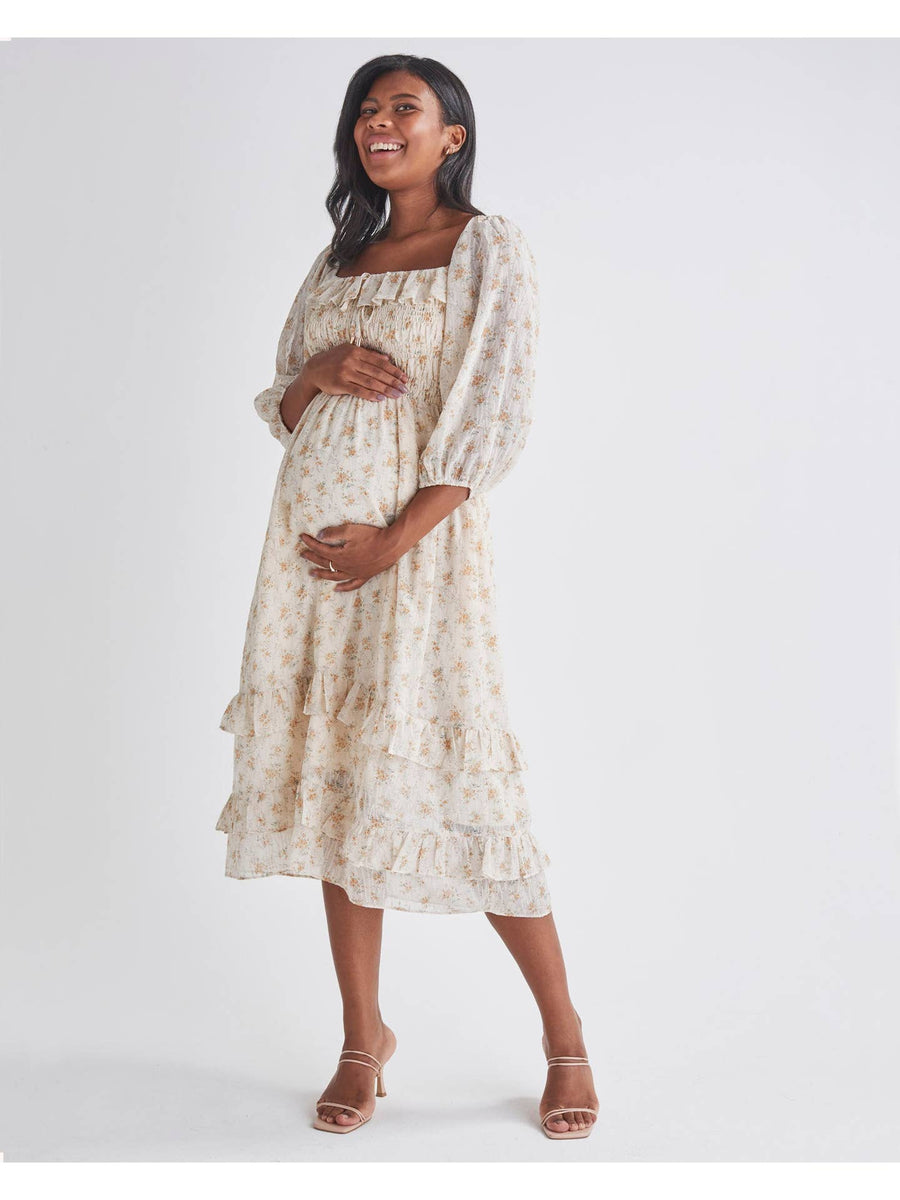Daisy Romantic Cream Print Maternity Dress
