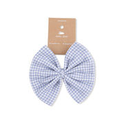 Bow on Headband - Micro Gingham Blue Blizzard