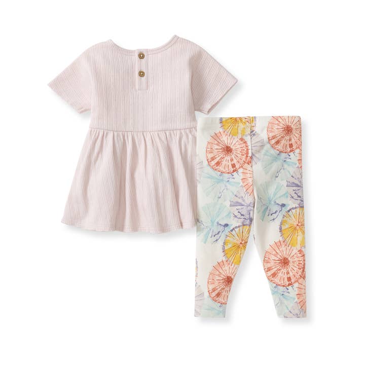Organic Cotton Parasols Tunic & Legging Set - Eggshell