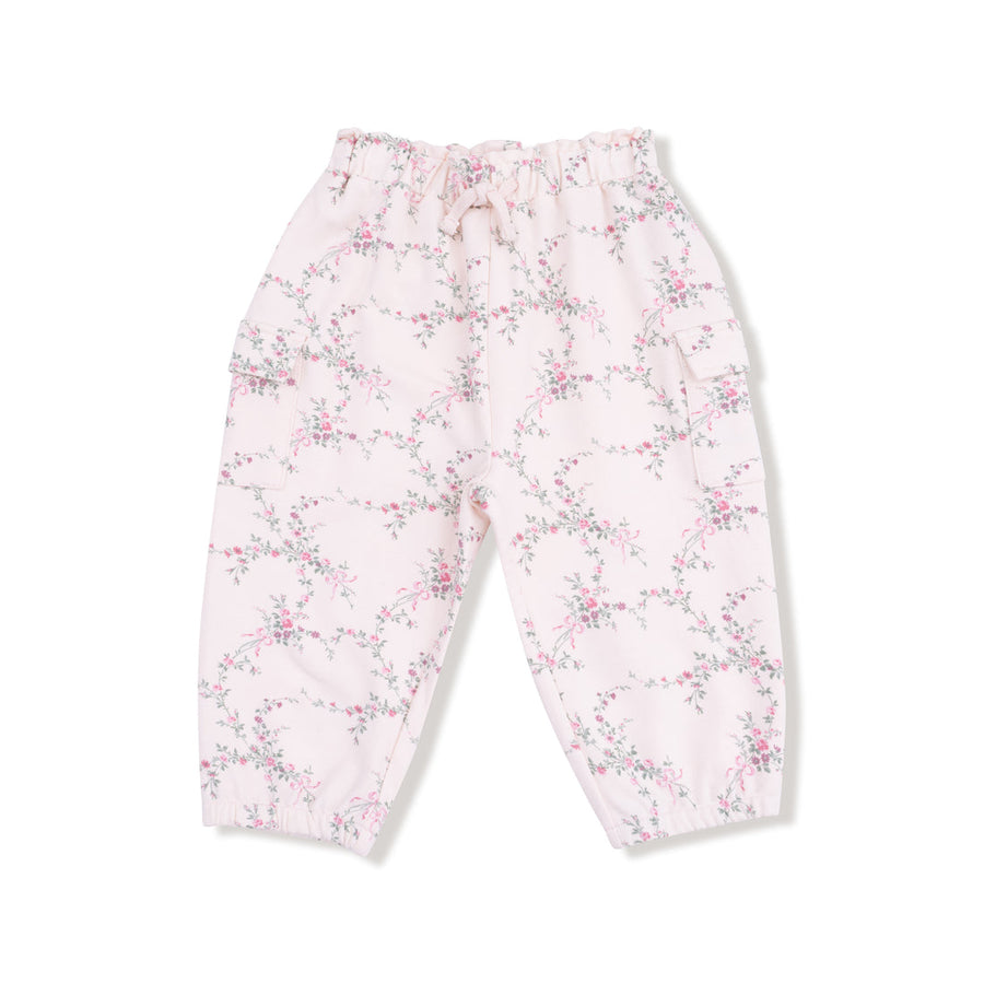 French Terry Fashion Cargo Pants - Antoinette Floral