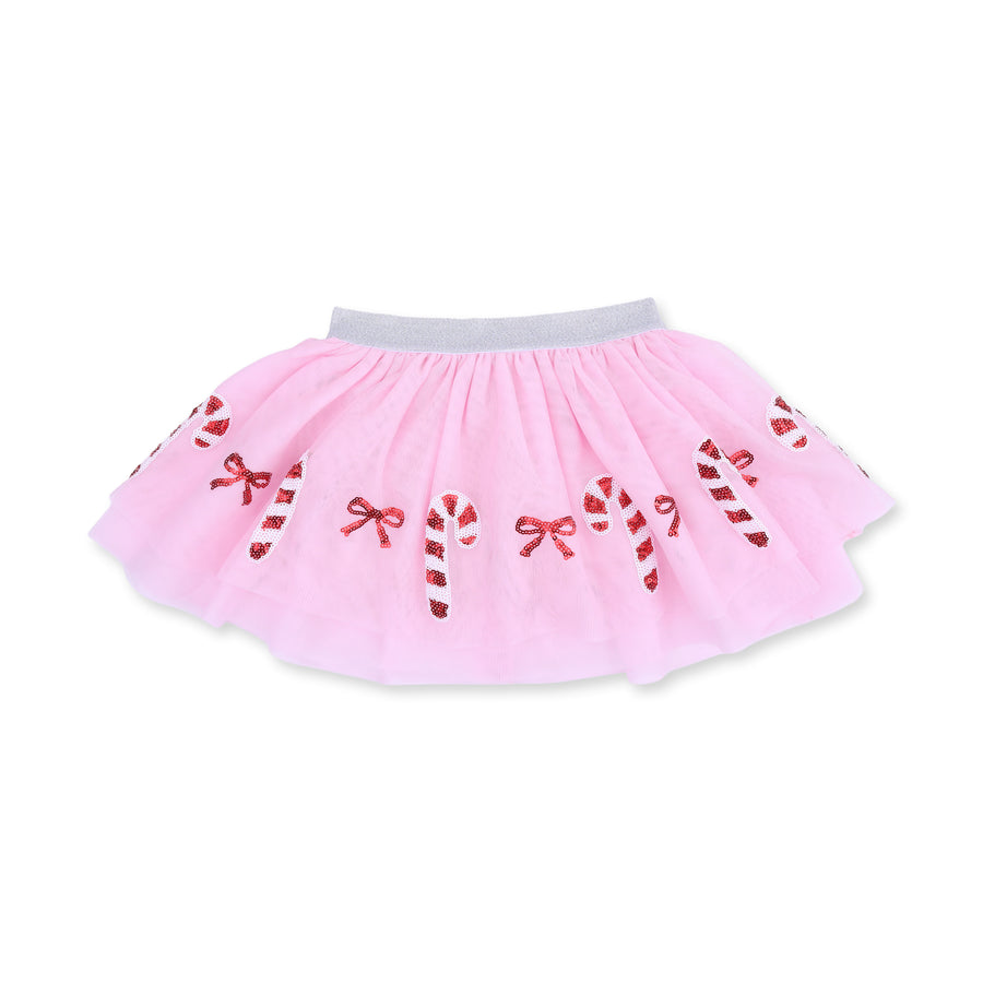 Tutu Skirt with Bike Shorts - Candy Canes