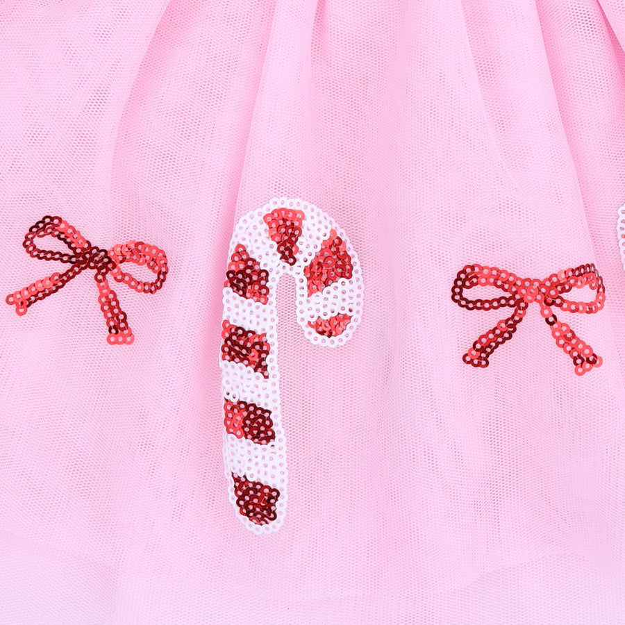 Tutu Skirt with Bike Shorts - Candy Canes
