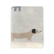 Organic Jacquard Sweater Knit Baby Blanket - Buddy Dog