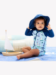 Blue Sweet Sails Long Sleeve Sunsuit