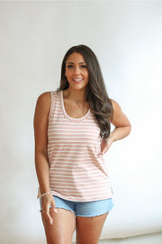 Invisible Zip Breastfeeding Tank - Blush & White