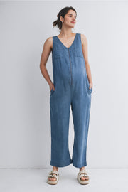 Sleeveless Maternity/Nursing Denim Jumpsuit