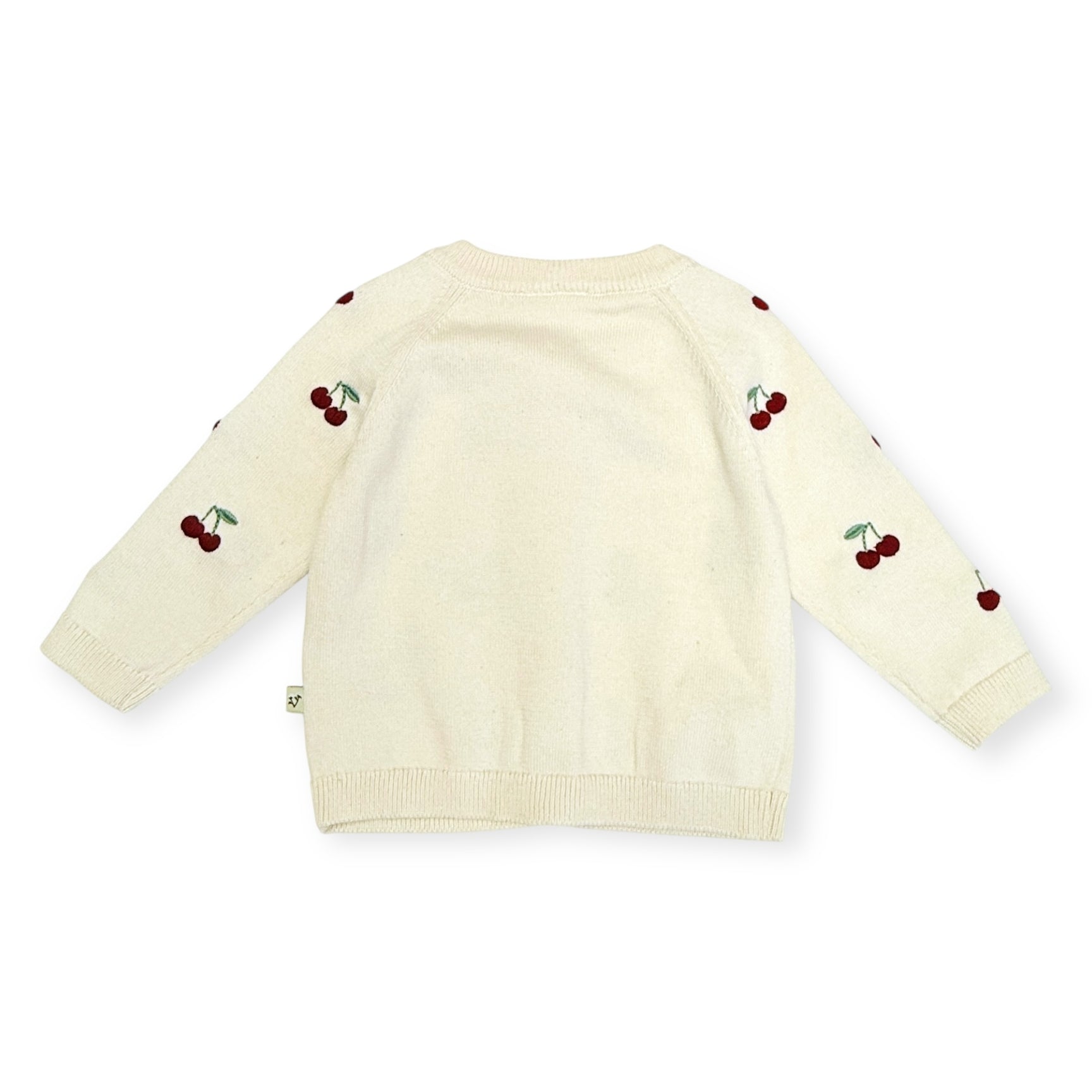 Organic Cherry Embroidered Sweater Knit Baby Cardigan
