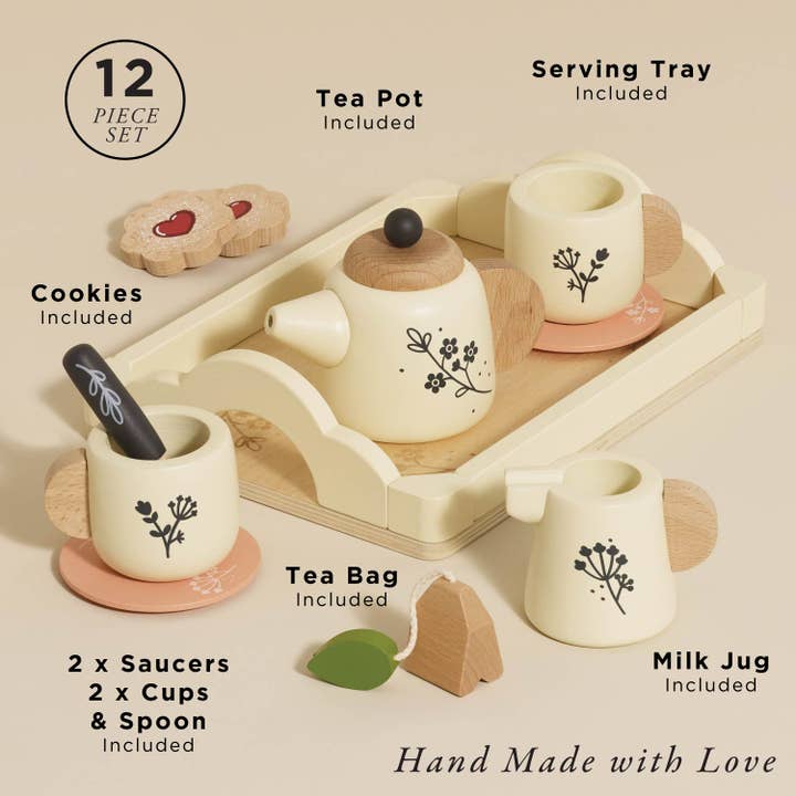 Eco-Friendly Wooden Tea Set & Tray