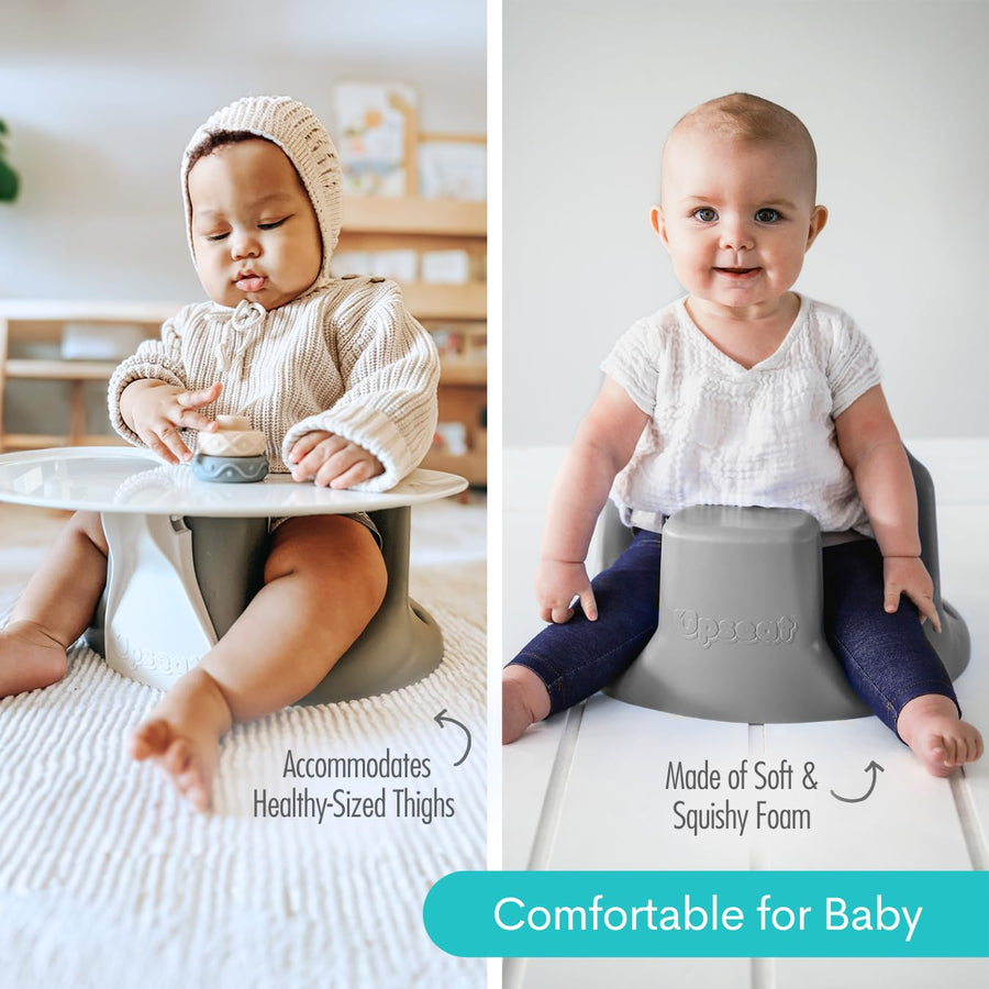Upseat Baby Floor and Booster Seat with Tray - Gray