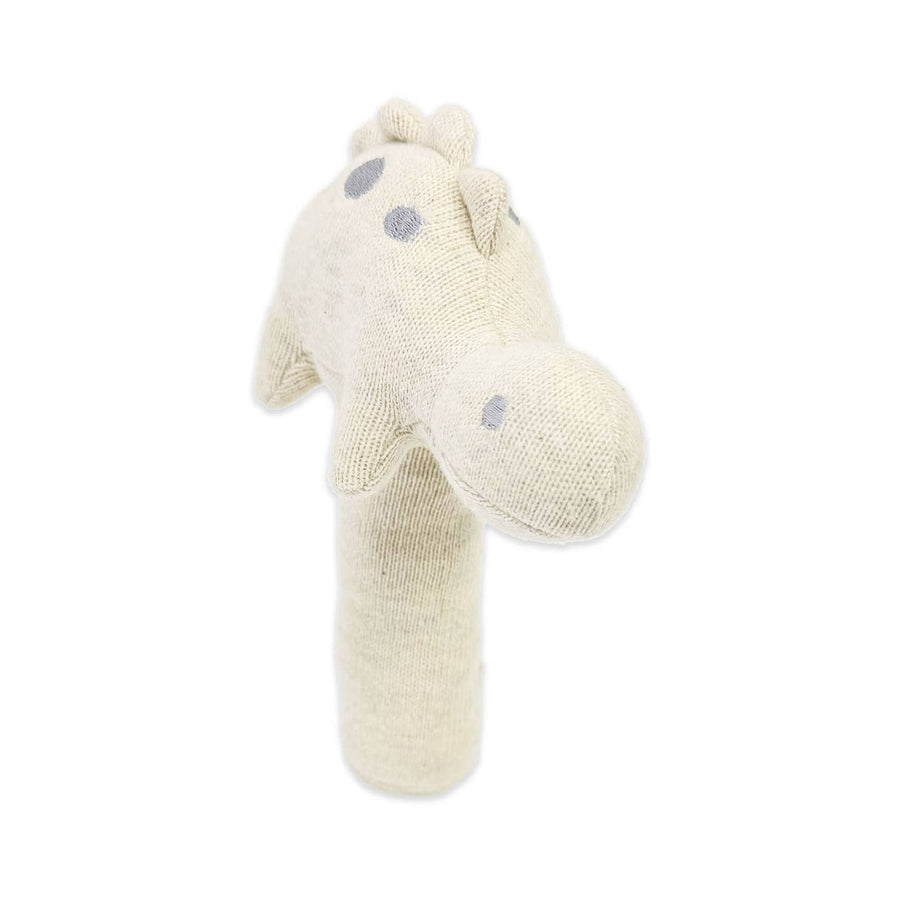 Organic Stuffed Baby Stick Rattle - Dino