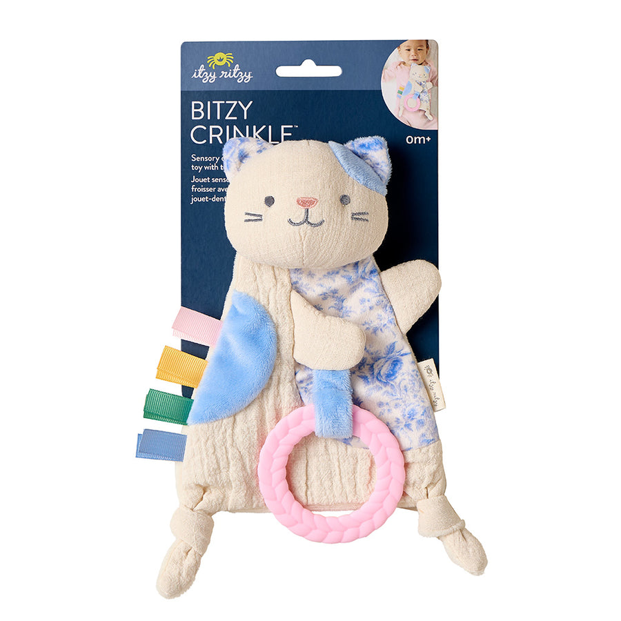 Bitzy Crinkle Sensory Toy with Teether - Kitty