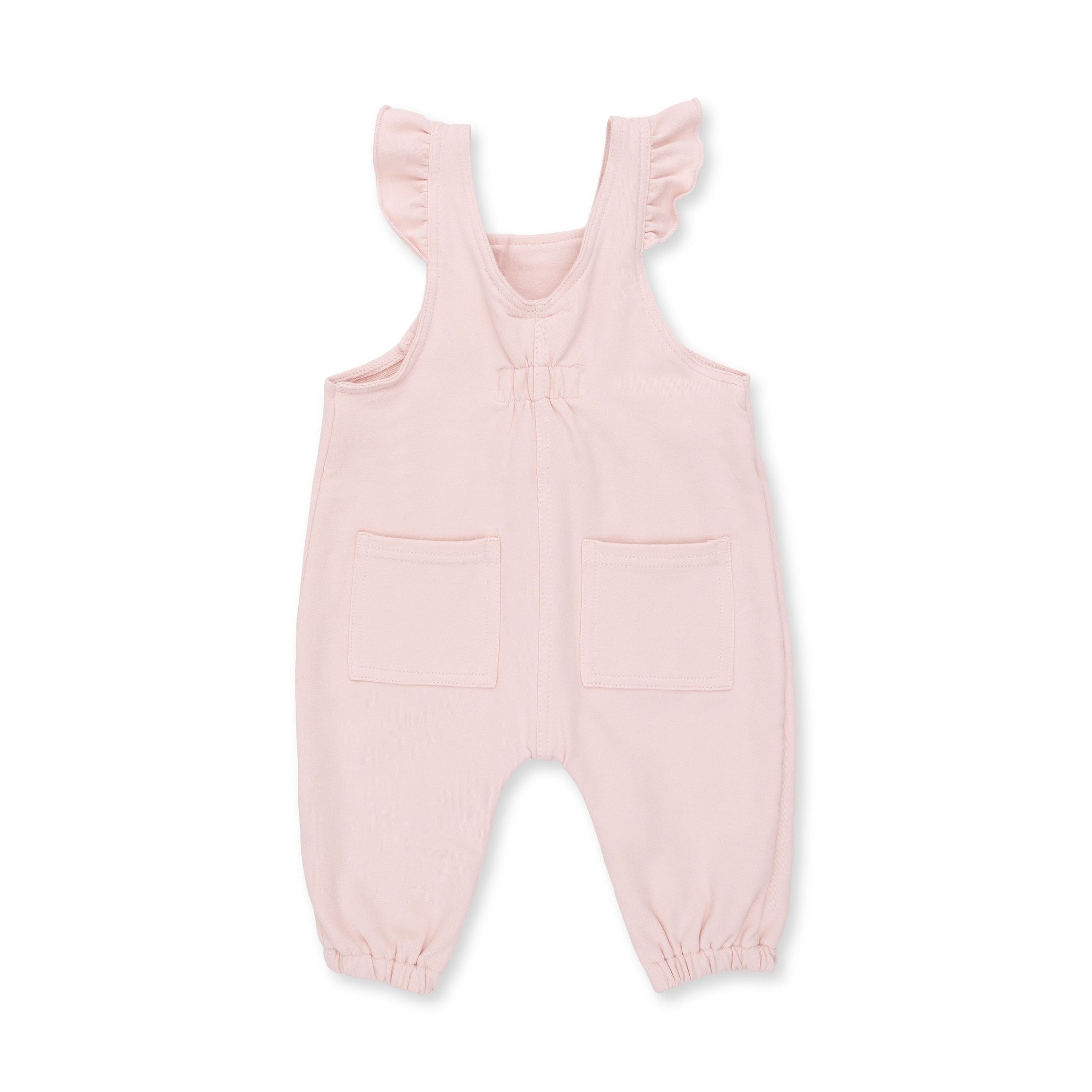 Ruffle V Overalls - Solid Veiled Pink