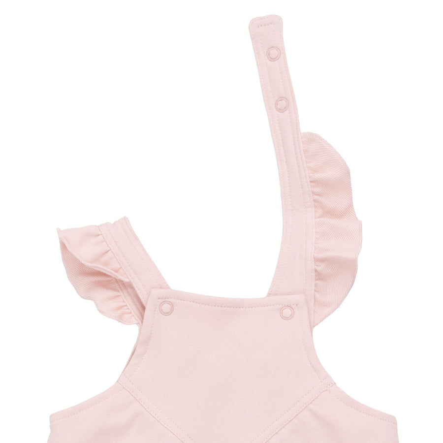Ruffle V Overalls - Solid Veiled Pink