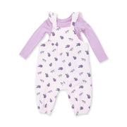 Ruffle V-Overalls and Long Sleeve Bodysuit - Violetta Floral
