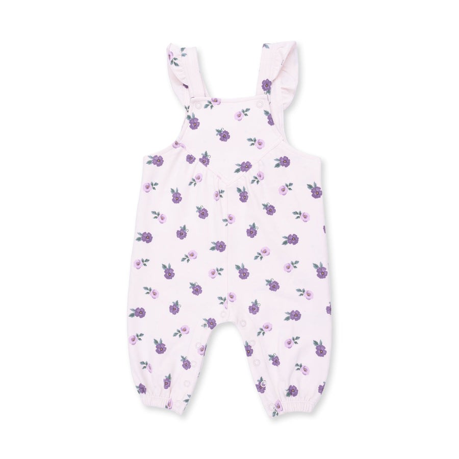 Ruffle V-Overalls and Long Sleeve Bodysuit - Violetta Floral