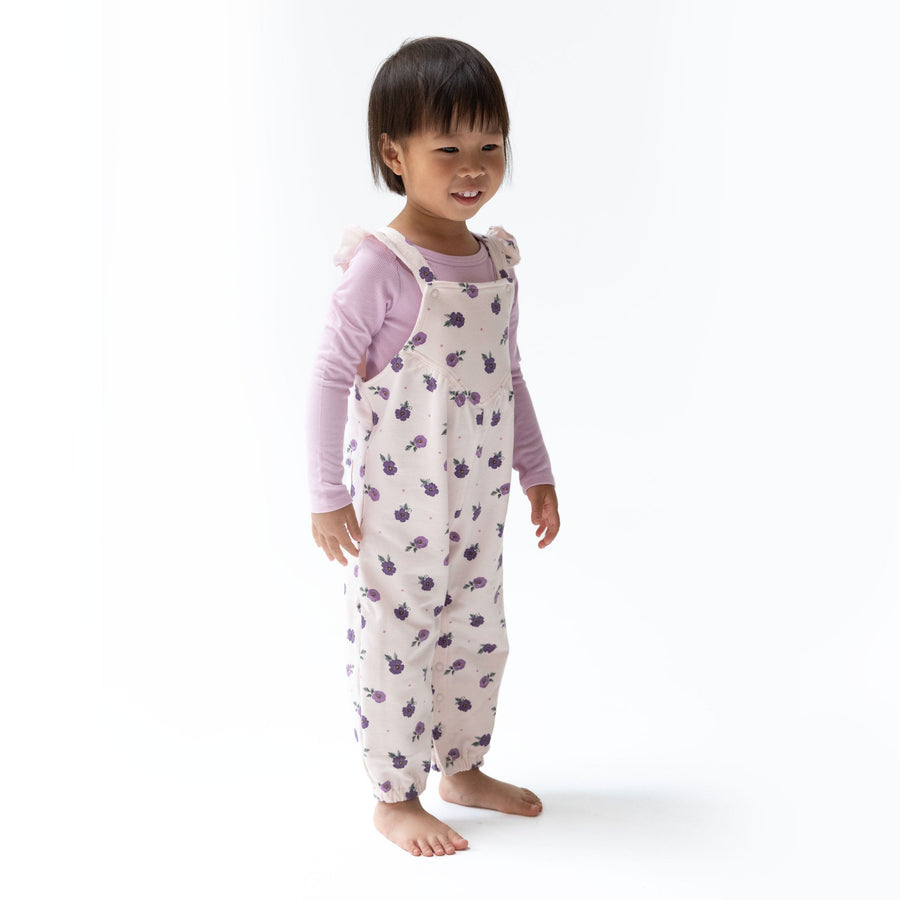 Ruffle V-Overalls and Long Sleeve Bodysuit - Violetta Floral