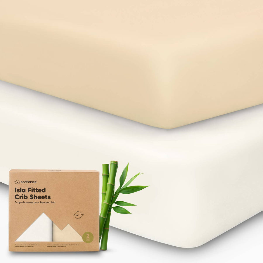 2 Pack Isla Fitted Crib Sheet - Khaki