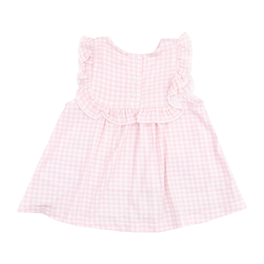 Ruffle Top with Applique and Bloomer - Mini Gingham Pink