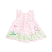 Ruffle Top with Applique and Bloomer - Mini Gingham Pink