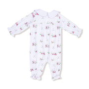 Smocked Peter Pan Romper - Baby Golf Carts - Pink