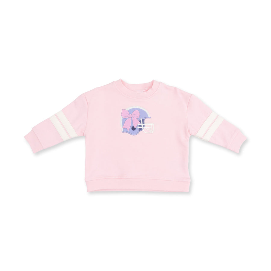 Drop Sleeve Sweatshirt with Stripes - Football Helmets - Pink