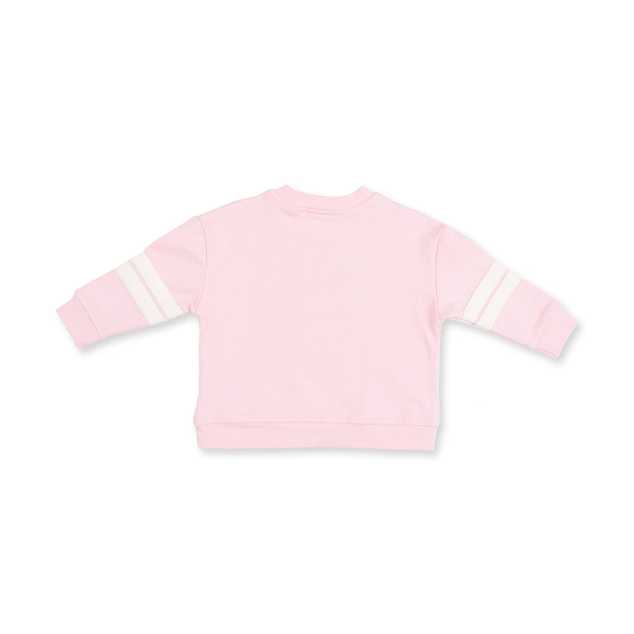 Drop Sleeve Sweatshirt with Stripes - Football Helmets - Pink