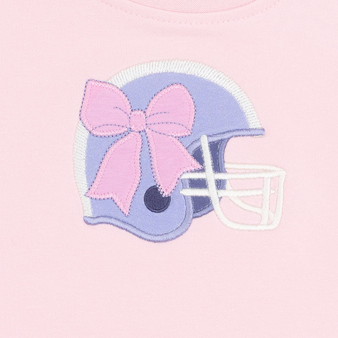 Drop Sleeve Sweatshirt with Stripes - Football Helmets - Pink