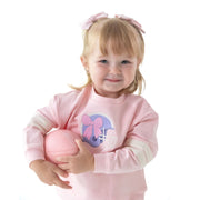 Drop Sleeve Sweatshirt with Stripes - Football Helmets - Pink
