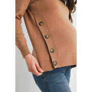 Button Side Pull Over Nursing/Maternity Sweater - Camel