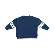 Drop Sleeve Sweatshirt with Stripes - Football Helmets - Blue