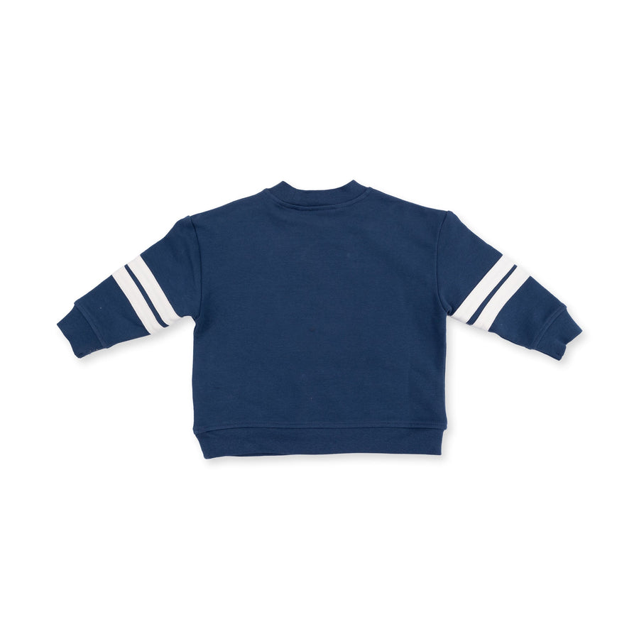 Drop Sleeve Sweatshirt with Stripes - Football Helmets - Blue