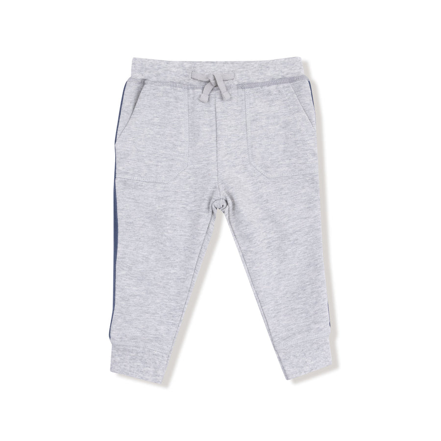 Stripes French Terry Jogger - Heather Grey