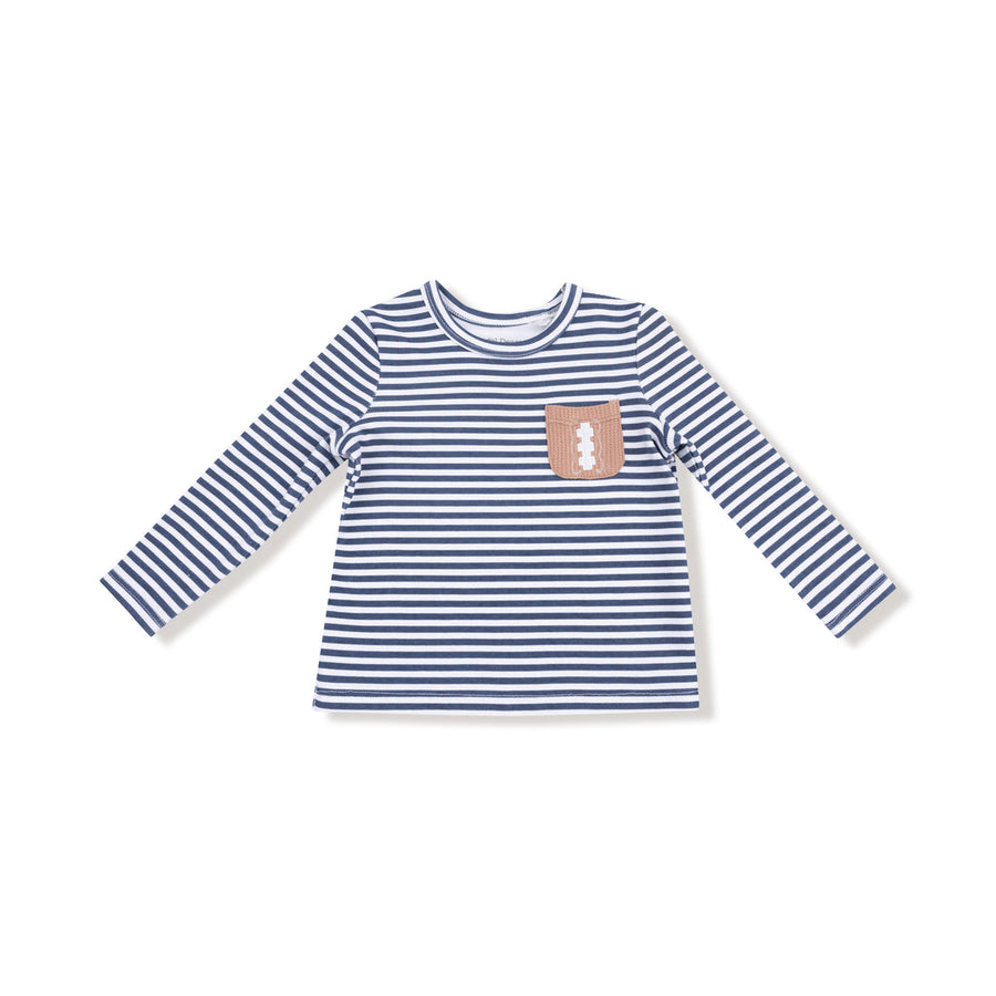 Organic Cotton Jersey Long Sleeve Shirt - Stripes with Football