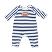 Long Sleeve Snap Shoulder Romper - Football Navy
