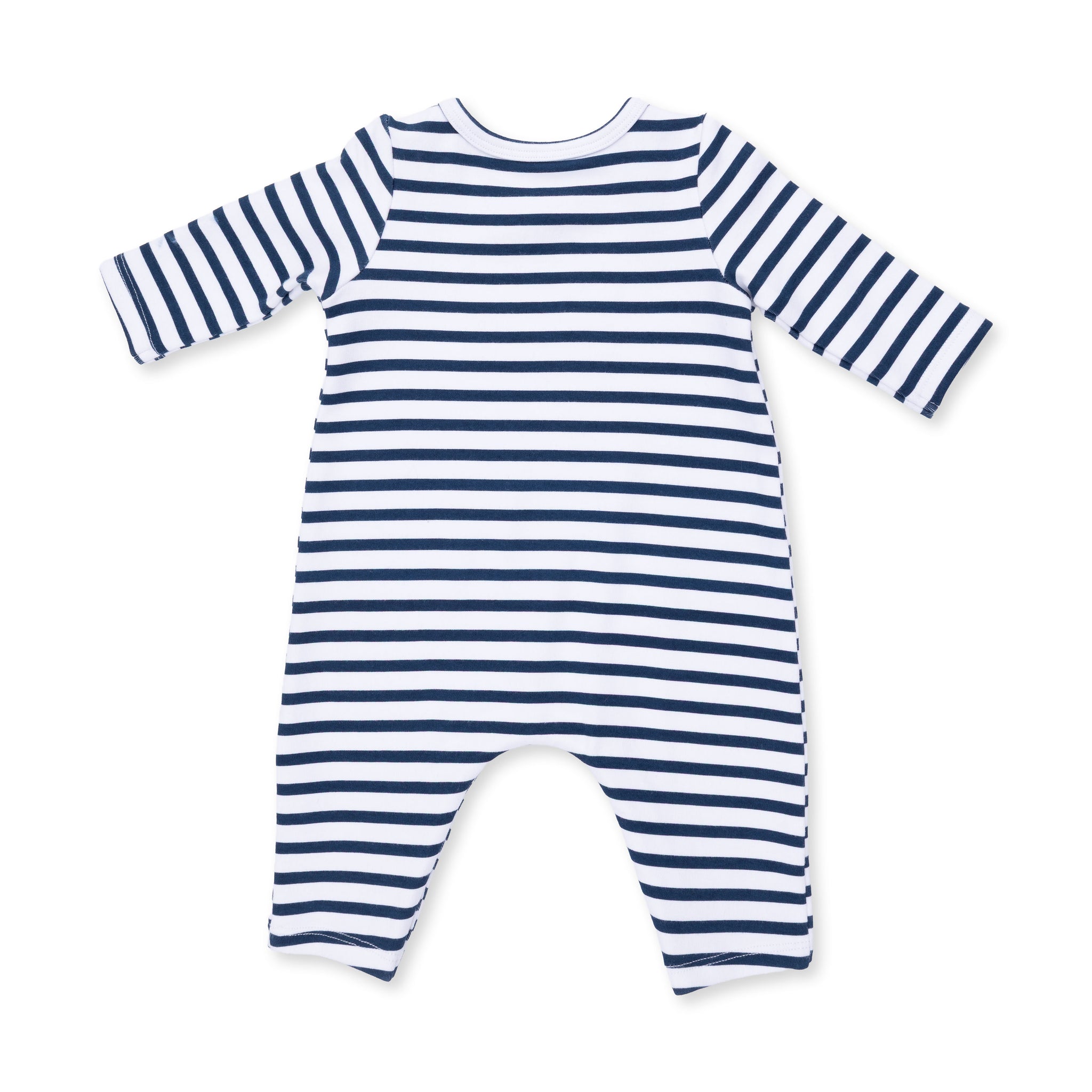 Long Sleeve Snap Shoulder Romper - Football Navy