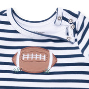 Long Sleeve Snap Shoulder Romper - Football Navy